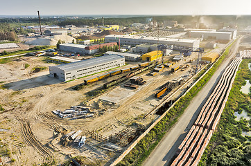 Image showing Aerial view on bridge production plant. Russia