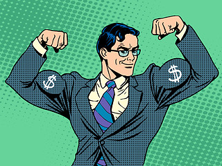 Image showing Businessman with muscles currency dollar