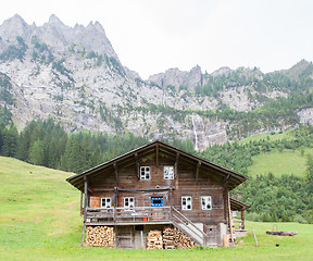 Image showing Typical house in the Swiss alps