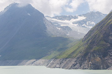 Image showing The green waters of Lake Dix - Dam Grand Dixence - Switzerland