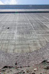 Image showing Woman at the Dam Grande Dixence - Worlds highest gravity dam