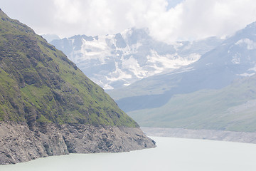 Image showing The green waters of Lake Dix - Dam Grand Dixence - Switzerland