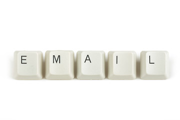 Image showing email from scattered keyboard keys on white