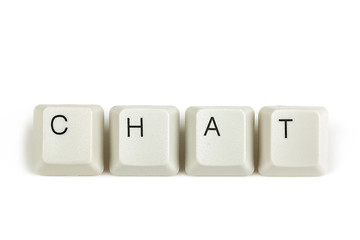 Image showing chat from scattered keyboard keys on white