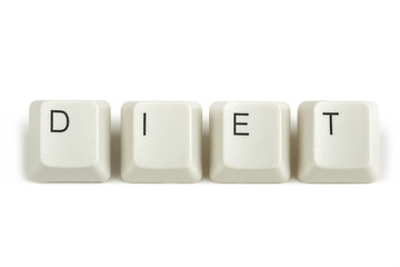 Image showing diet from scattered keyboard keys on white