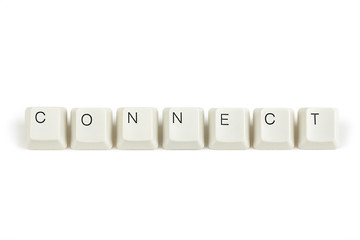 Image showing connect from scattered keyboard keys on white 