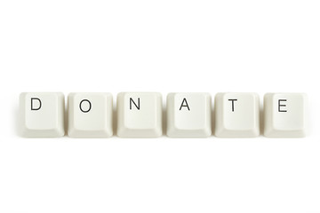 Image showing donate from scattered keyboard keys on white