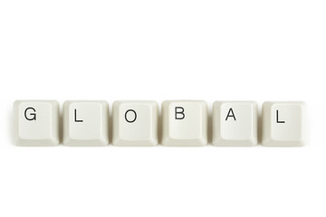 Image showing global from scattered keyboard keys on white