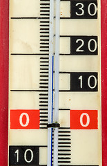 Image showing red plastic retro thermometer