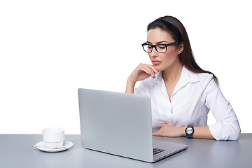 Image showing Business woman working online on a laptop