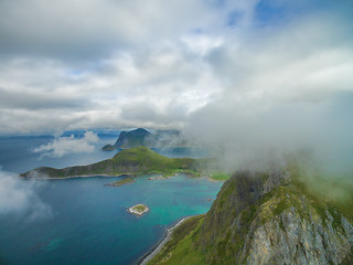 Image showing Clouds above Lofoten peaks