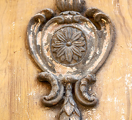 Image showing  traditional   door    in italy   ancian wood and traditional  t