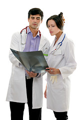 Image showing Doctors discuss patient x-ray