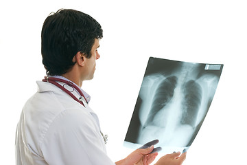 Image showing Oncologist with chest  x-ray