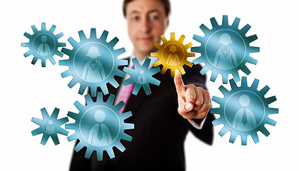 Image showing Consultant Picking A Worker Cog In A Gear Train