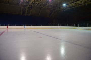 Image showing empty ice rink, hockey arena