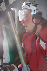 Image showing ice hockey players on bench