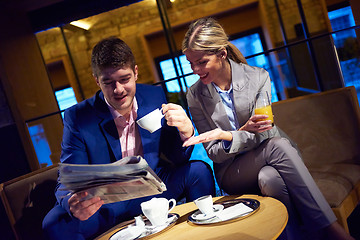 Image showing business couple take drink after work