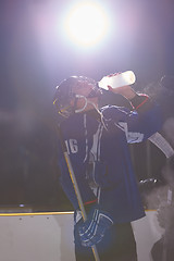 Image showing ice hockey players on bench