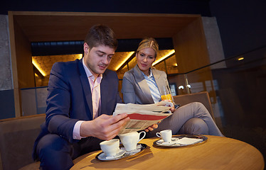 Image showing business couple take drink after work