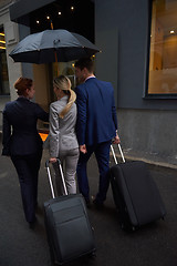 Image showing business people couple entering  hotel