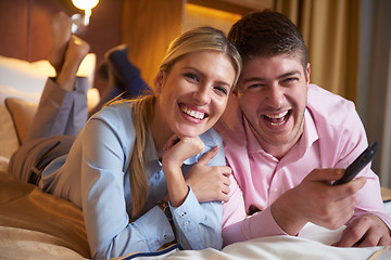 Image showing young couple in modern hotel room