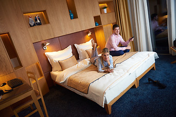 Image showing young couple in modern hotel room