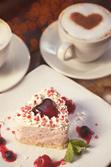 Image showing heart-shaped valentine cake