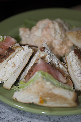 Image showing chicken salad triple decker sandwich