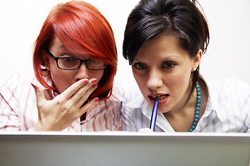 Image showing Two businesswomen are very surprised