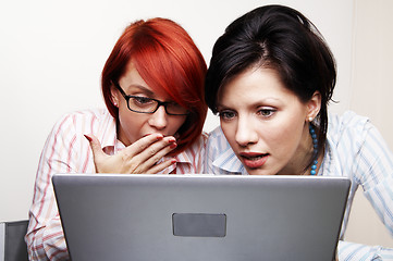 Image showing Two businesswomen are very surprised