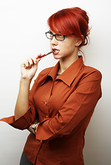 Image showing Portrait of pensive Business Woman