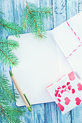 Image showing notebook and christmas decoration