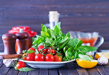 Image showing fresh tomato with basil 