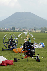 Image showing empty paragliding machines