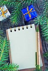 Image showing notebook and christmas decoration