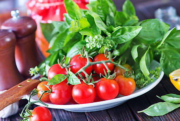 Image showing fresh tomato with basil 