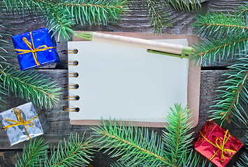 Image showing notebook and christmas decoration