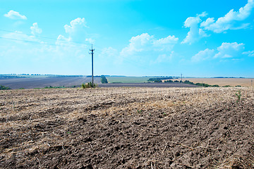 Image showing ploughed field with sky