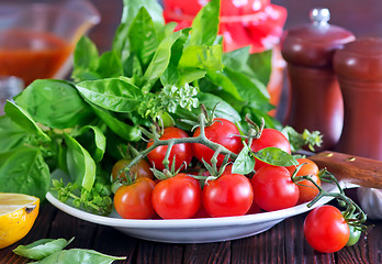 Image showing fresh tomato with basil 