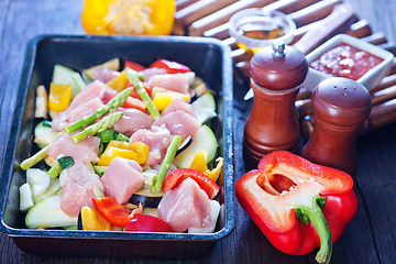 Image showing raw meat with vegetables 