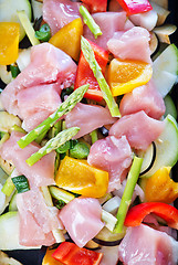 Image showing raw meat with vegetables 