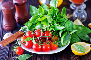 Image showing fresh tomato with basil 