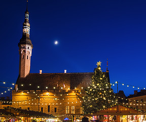 Image showing TALLINN, ESTONIA -JANUARY 05: People enjoy Christmas market in T