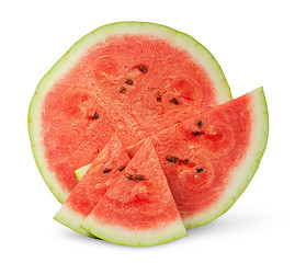 Image showing Several slices of watermelon different size