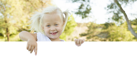 Image showing Cute Little Girl Holding White Board with Room For Text