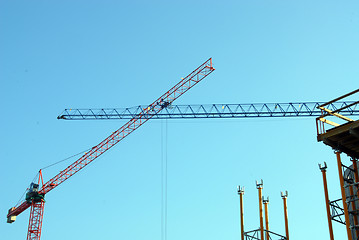 Image showing two build cranes