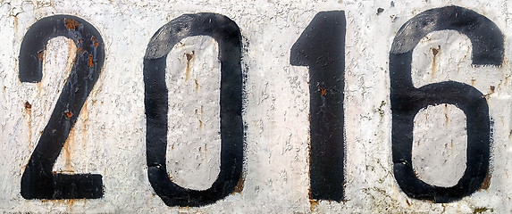 Image showing Rusty metal plate with numbers 