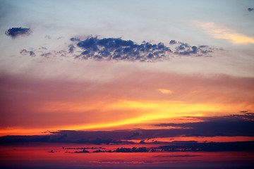 Image showing Sunset sky over the lake