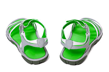 Image showing Green summer sandals on white background